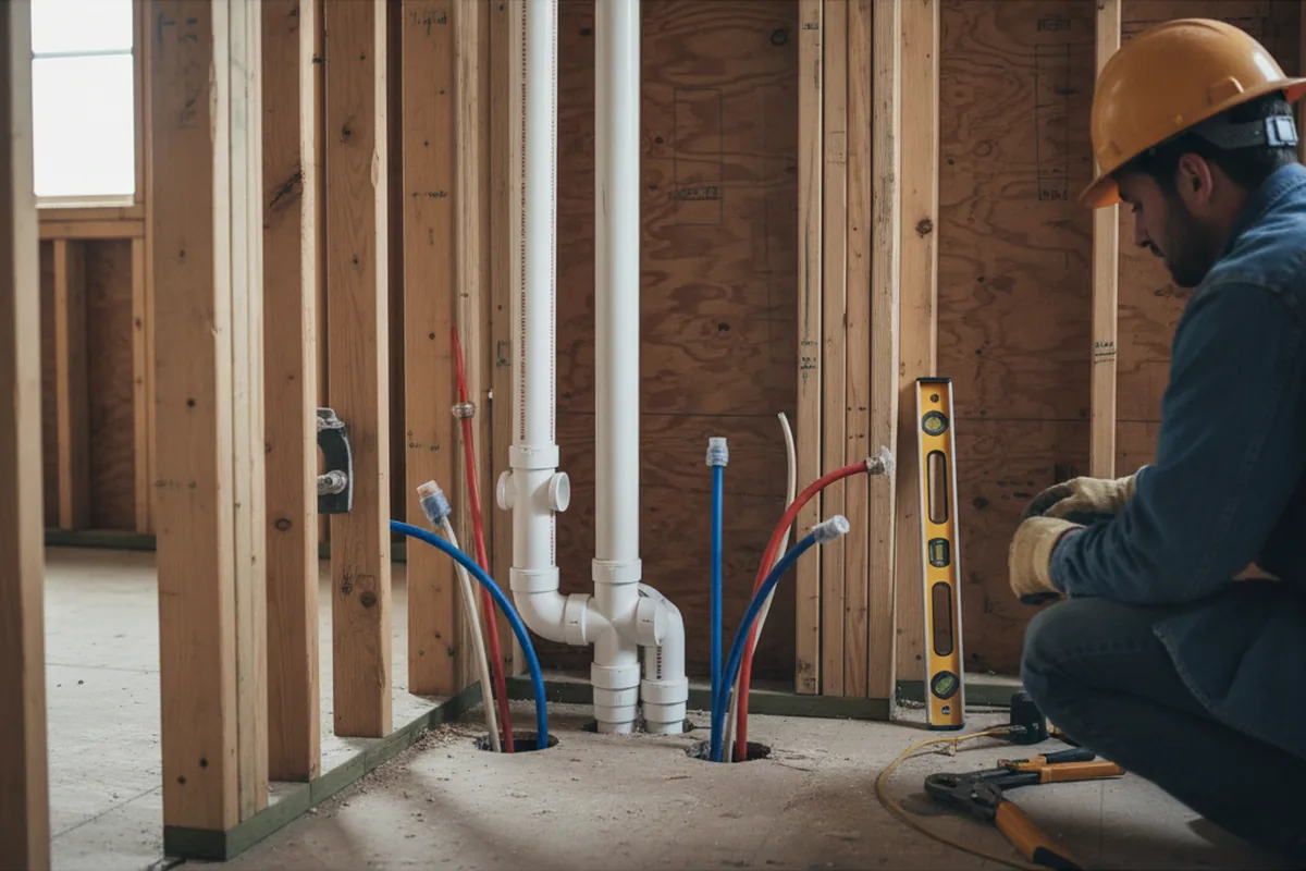 Drain and supply rough-in during Drain Cleaning in Beaver Falls